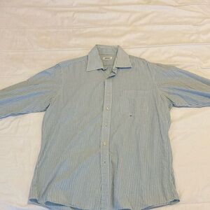 Barney’s New York Men's Blue/Green Striped Plaid Button Shirt